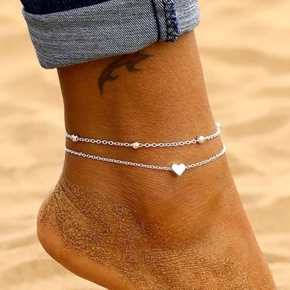 3/$30 🤍 Double Heart Anklet